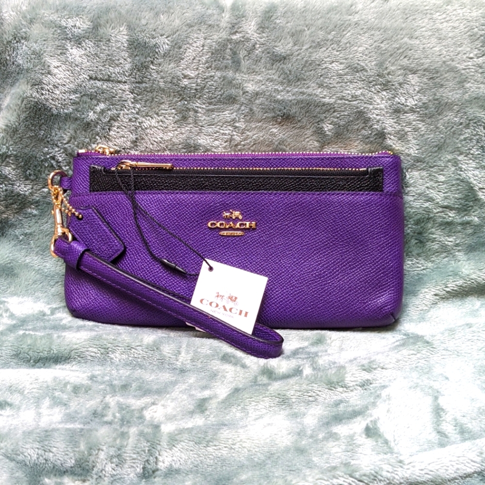 COACH Zippy Wallet with Pop up Pouch (Violet/black) NWT
